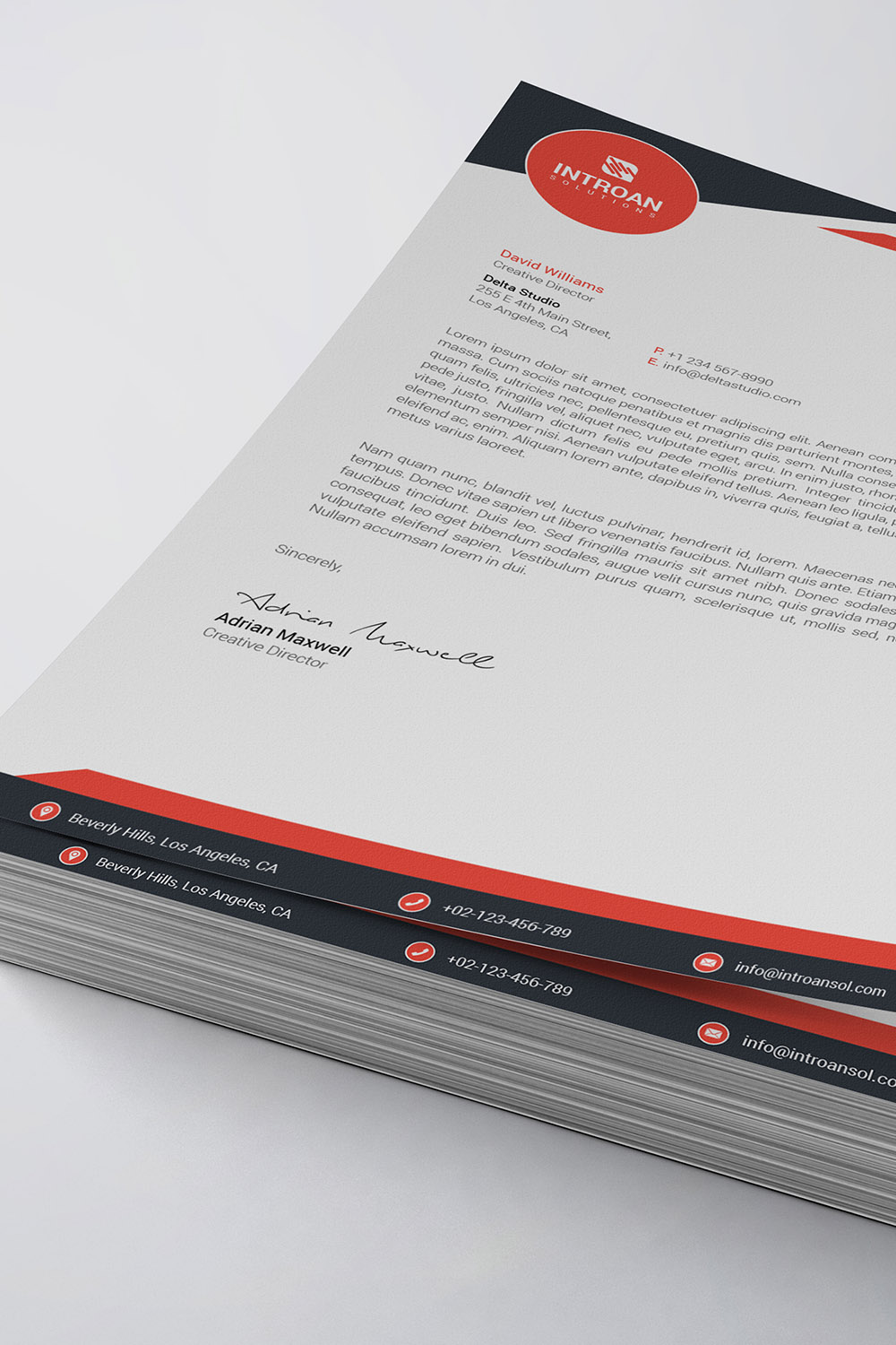 Modern Letterhead Template pinterest preview image.