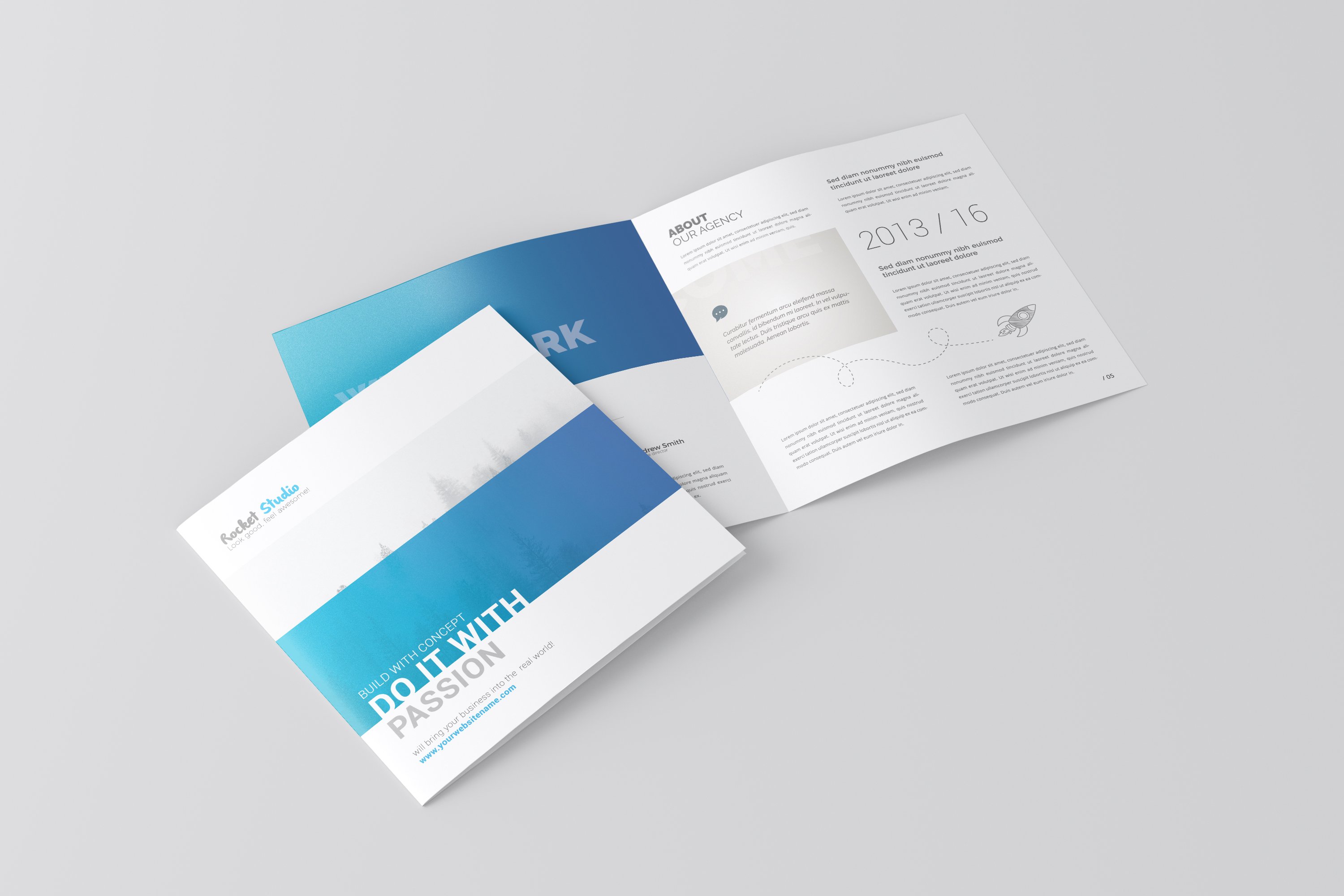 Square Bi-fold Brochure Mockup cover image.