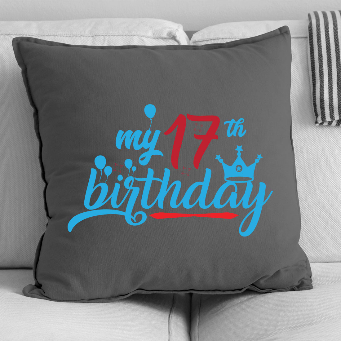 Pillow that says my 17th birthday on it.