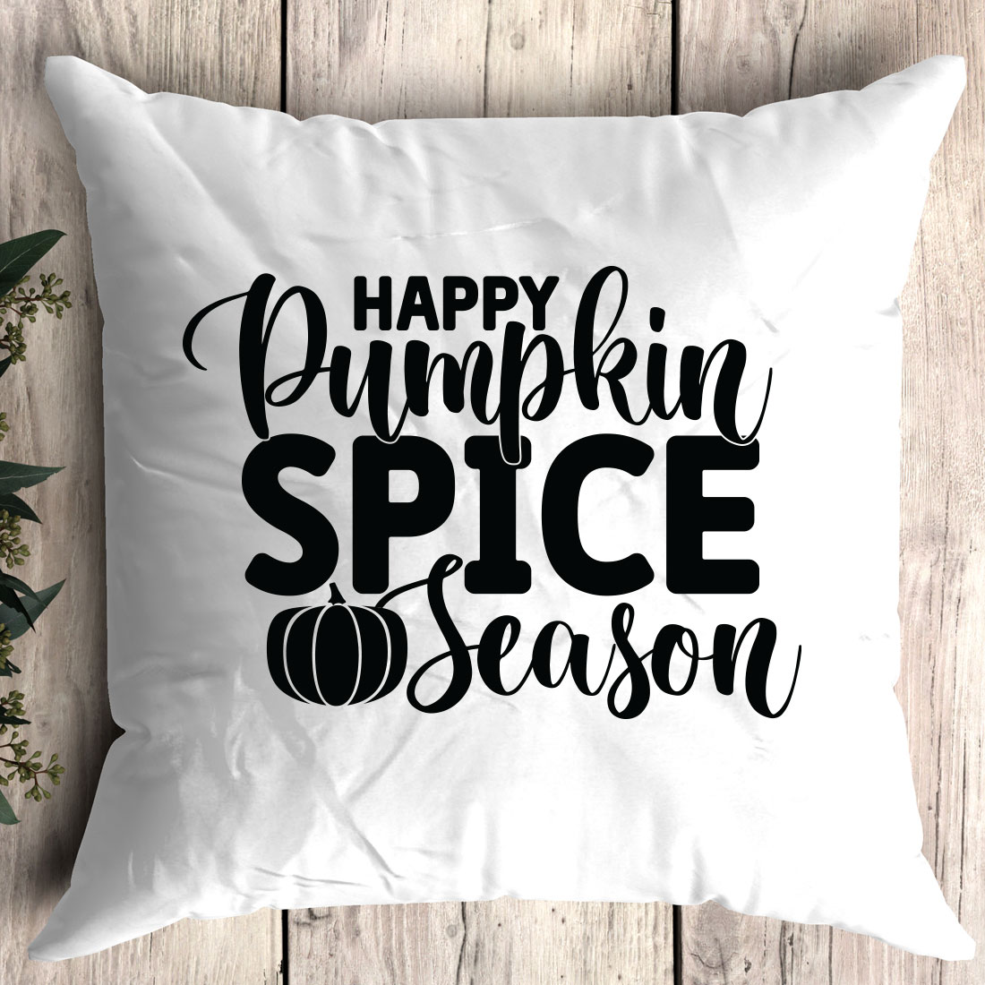 Pillow that says happy pumpkin spice season.