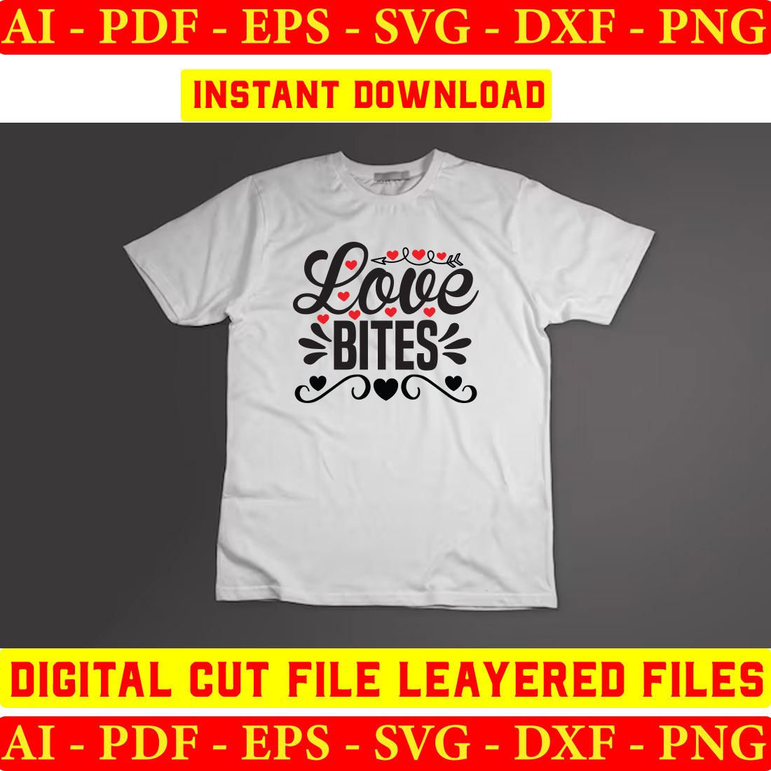 T - shirt with the words love bites on it.
