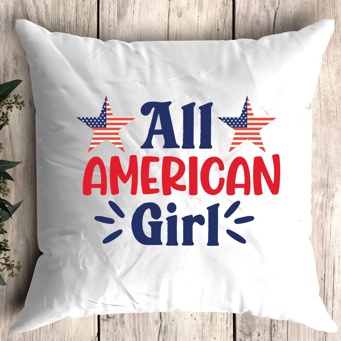 Pillow with the words all american girl on it.