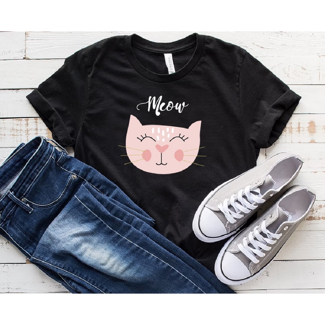 Meow Sweets Cat's t-shirt Design preview image.