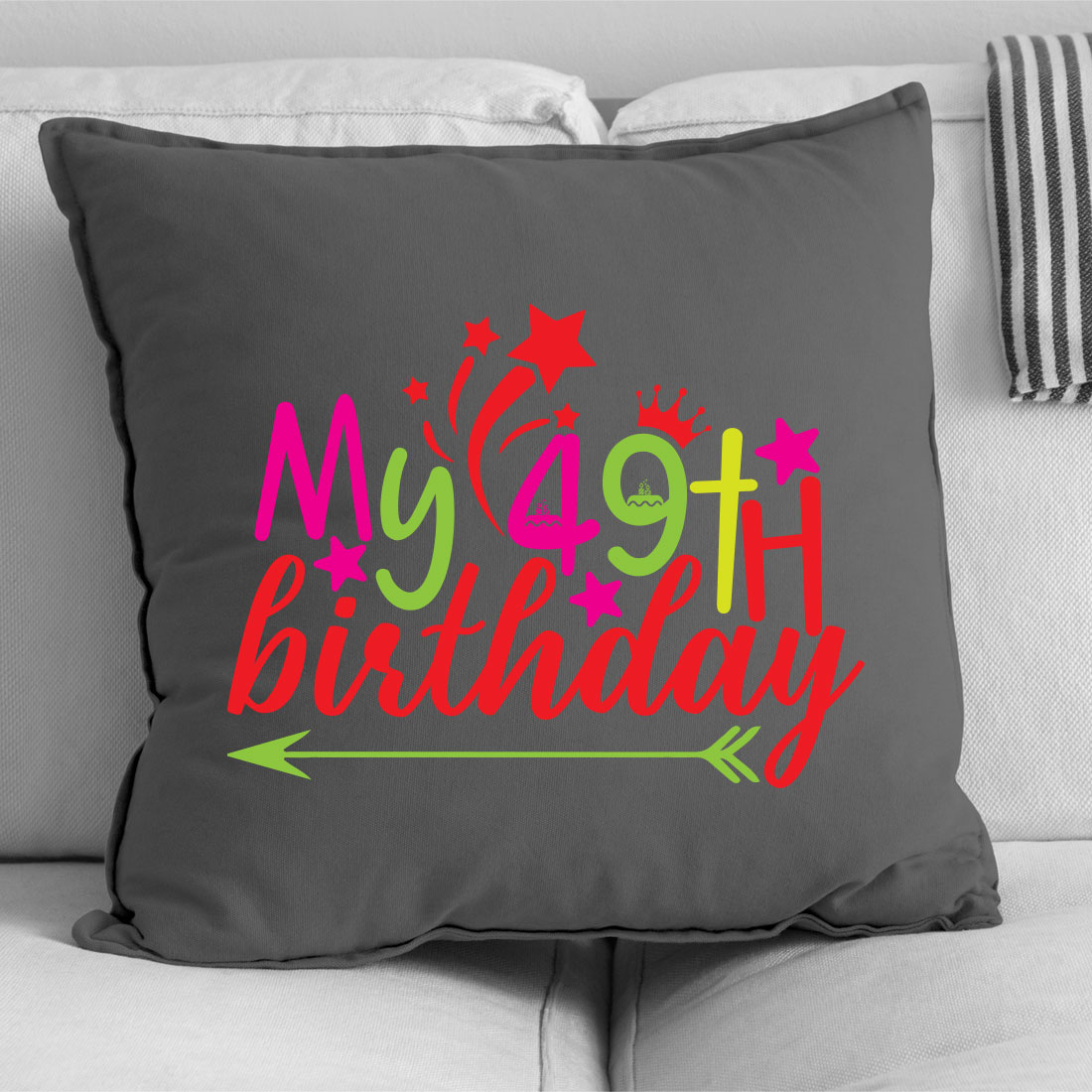 Pillow with a birthday message on it.