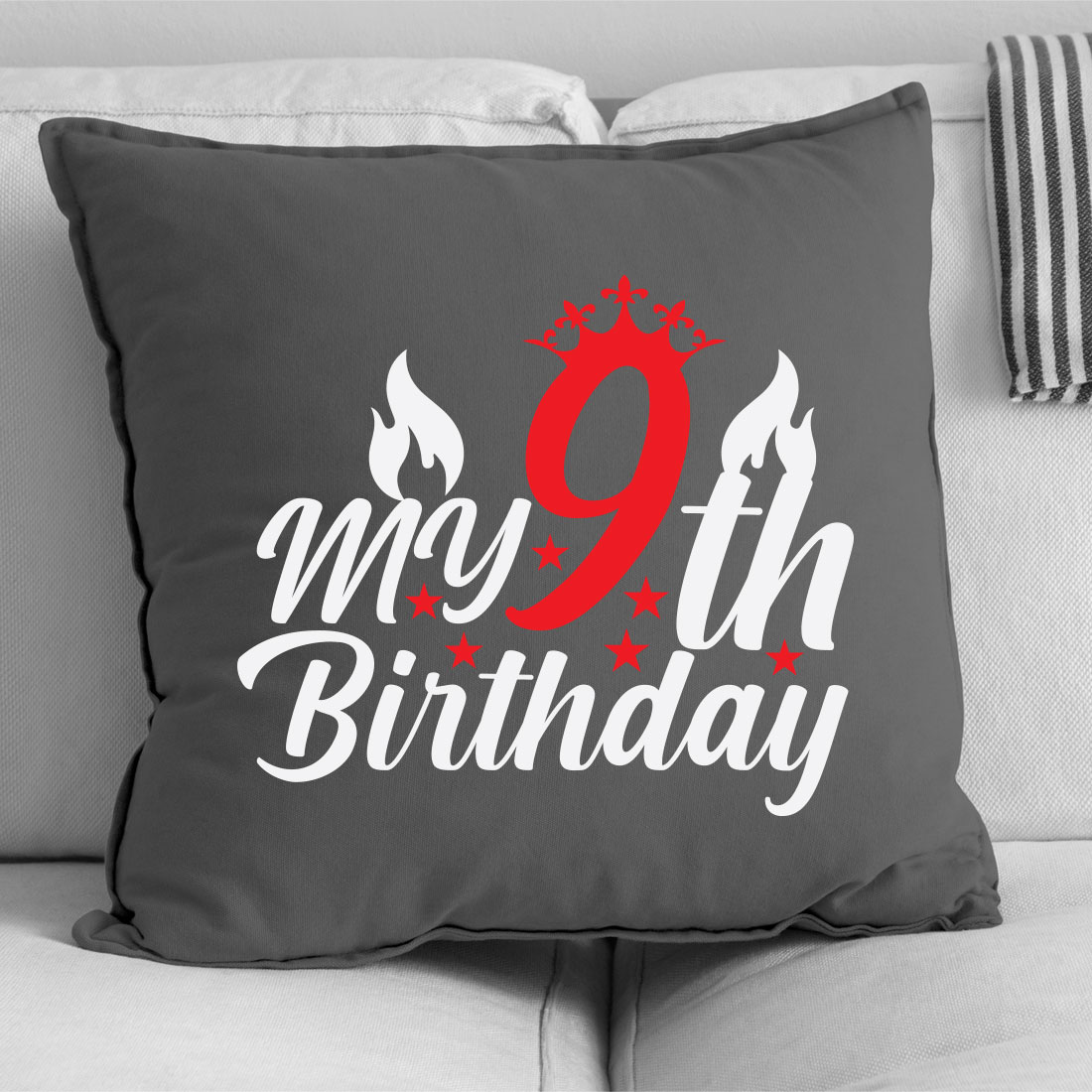 Pillow that says my 9th birthday on it.
