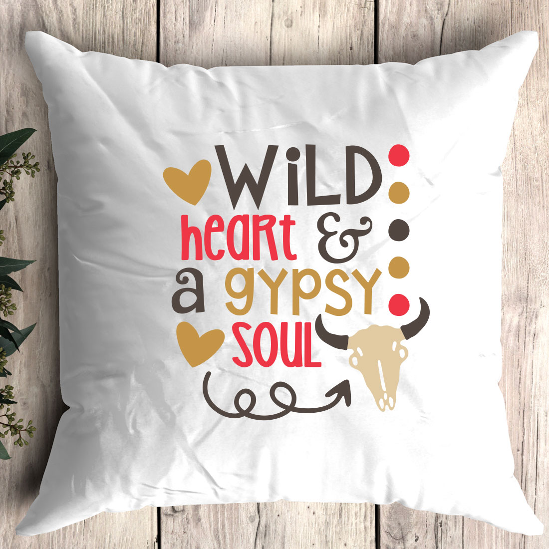 Pillow with the words wild.