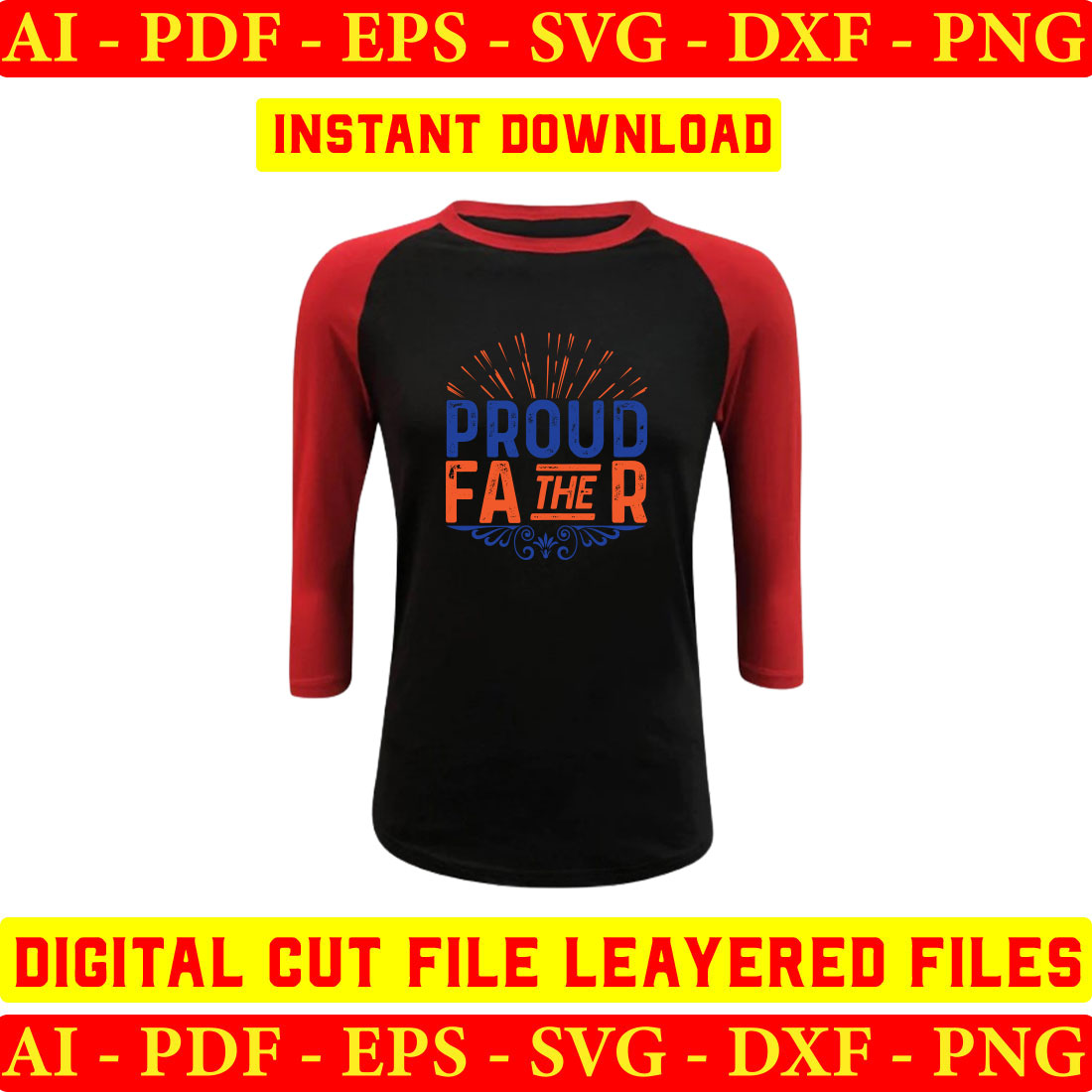 Black and red baseball shirt with the words proud to the father on it.