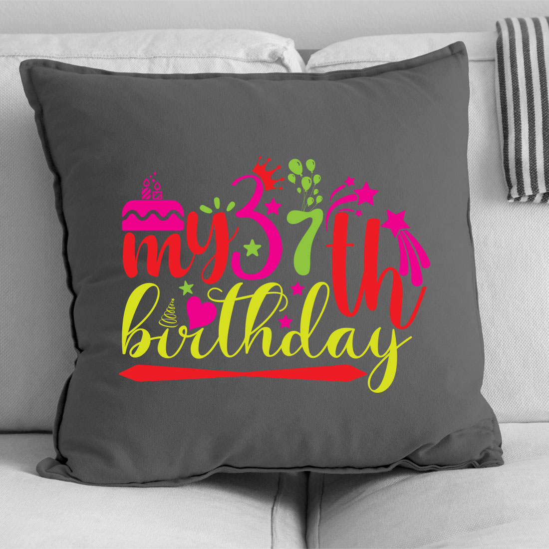 Pillow that says my 7th birthday on it.