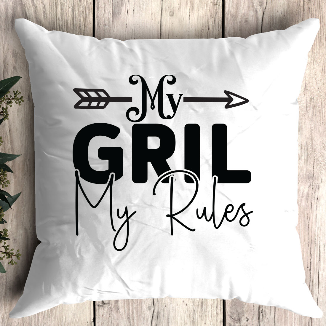 White pillow with the words my girl rules on it.