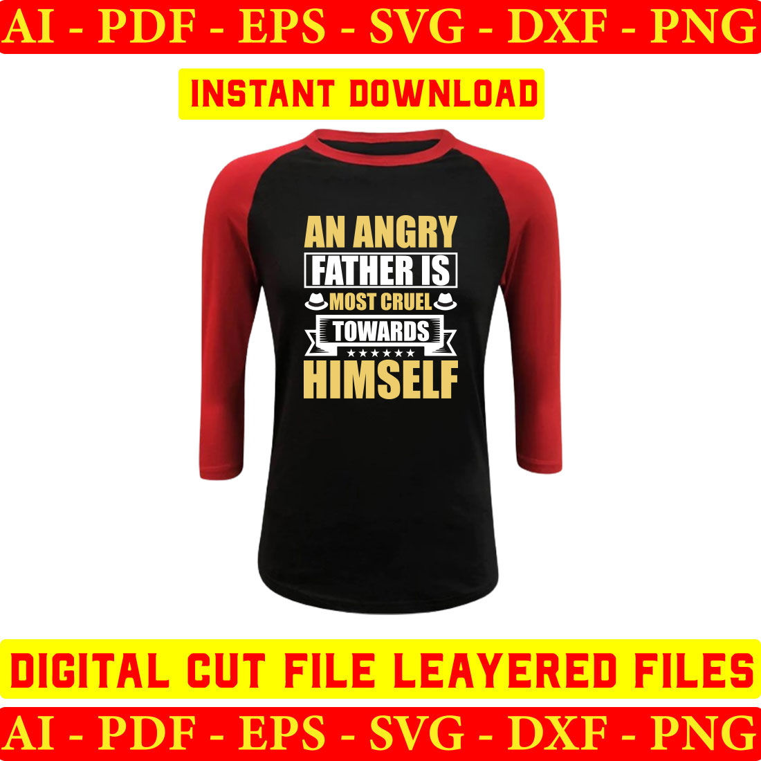 Black and red shirt with an image of an angry father.