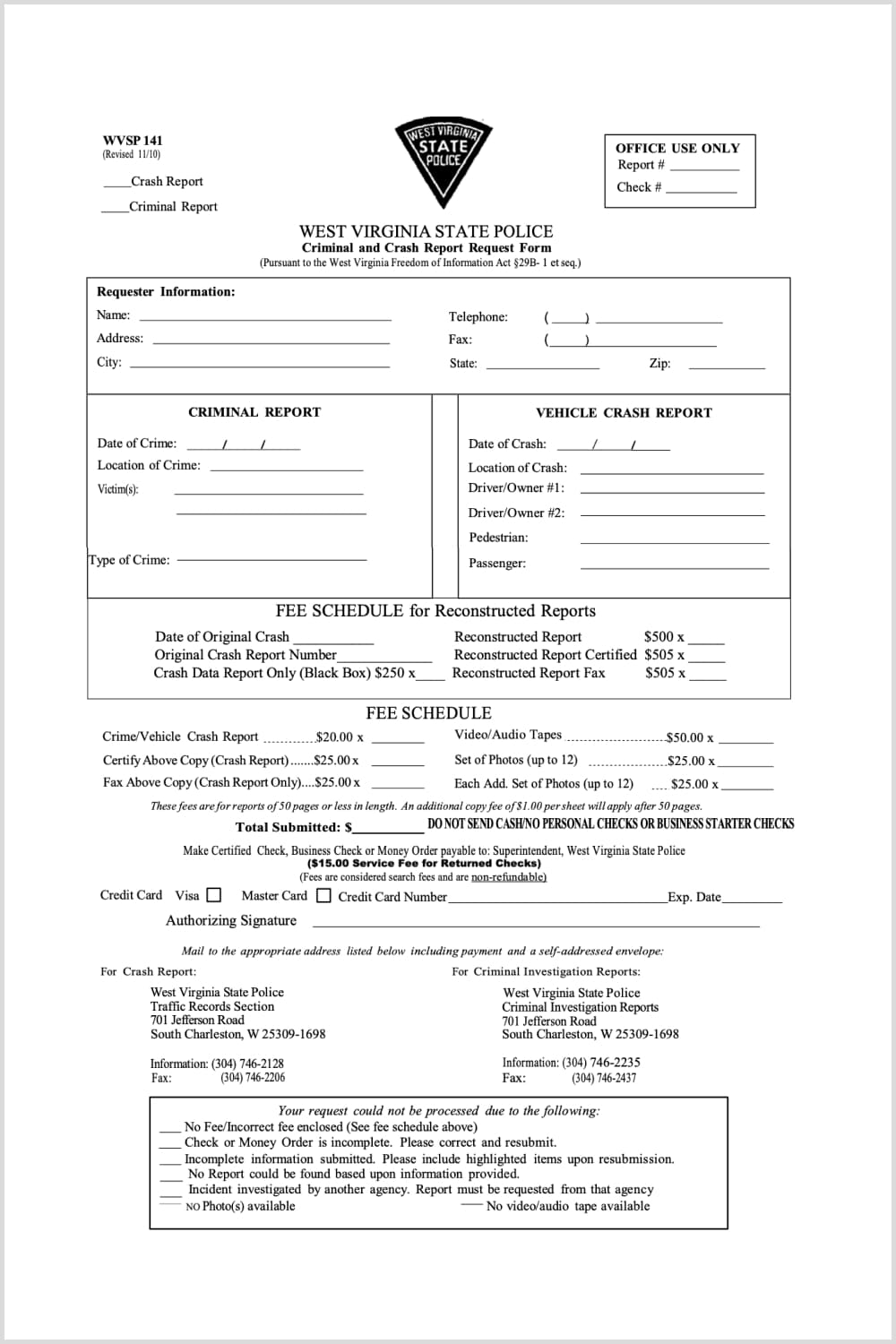 Image of an official police report with tables and questions.