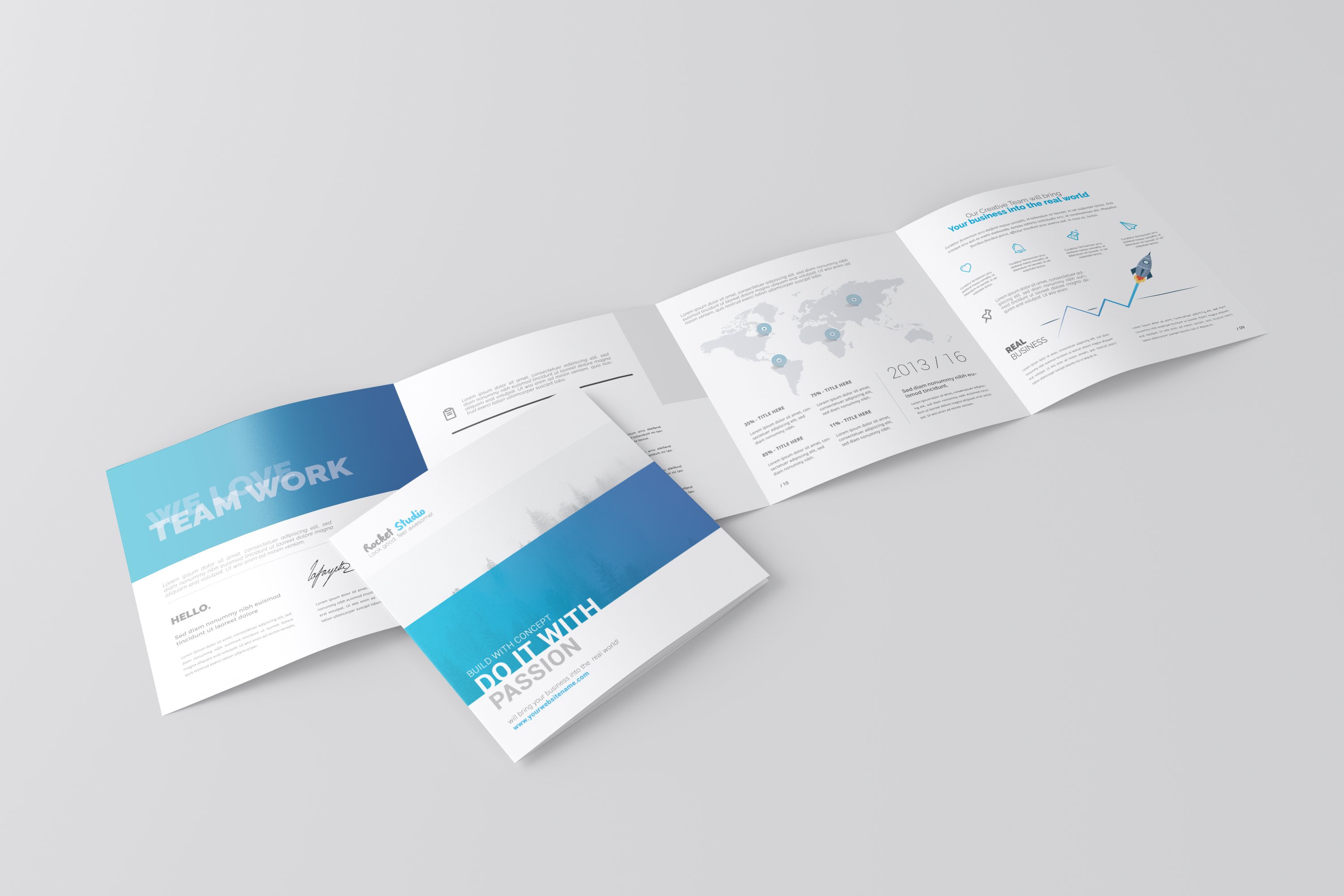 Square 4-Fold Brochure Mockup cover image.