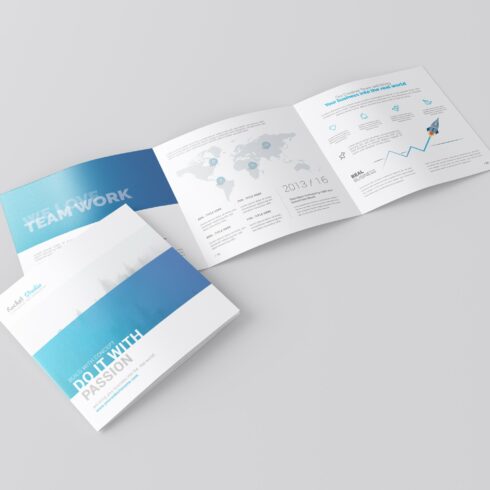 Square Trifold Brochure Mockup cover image.