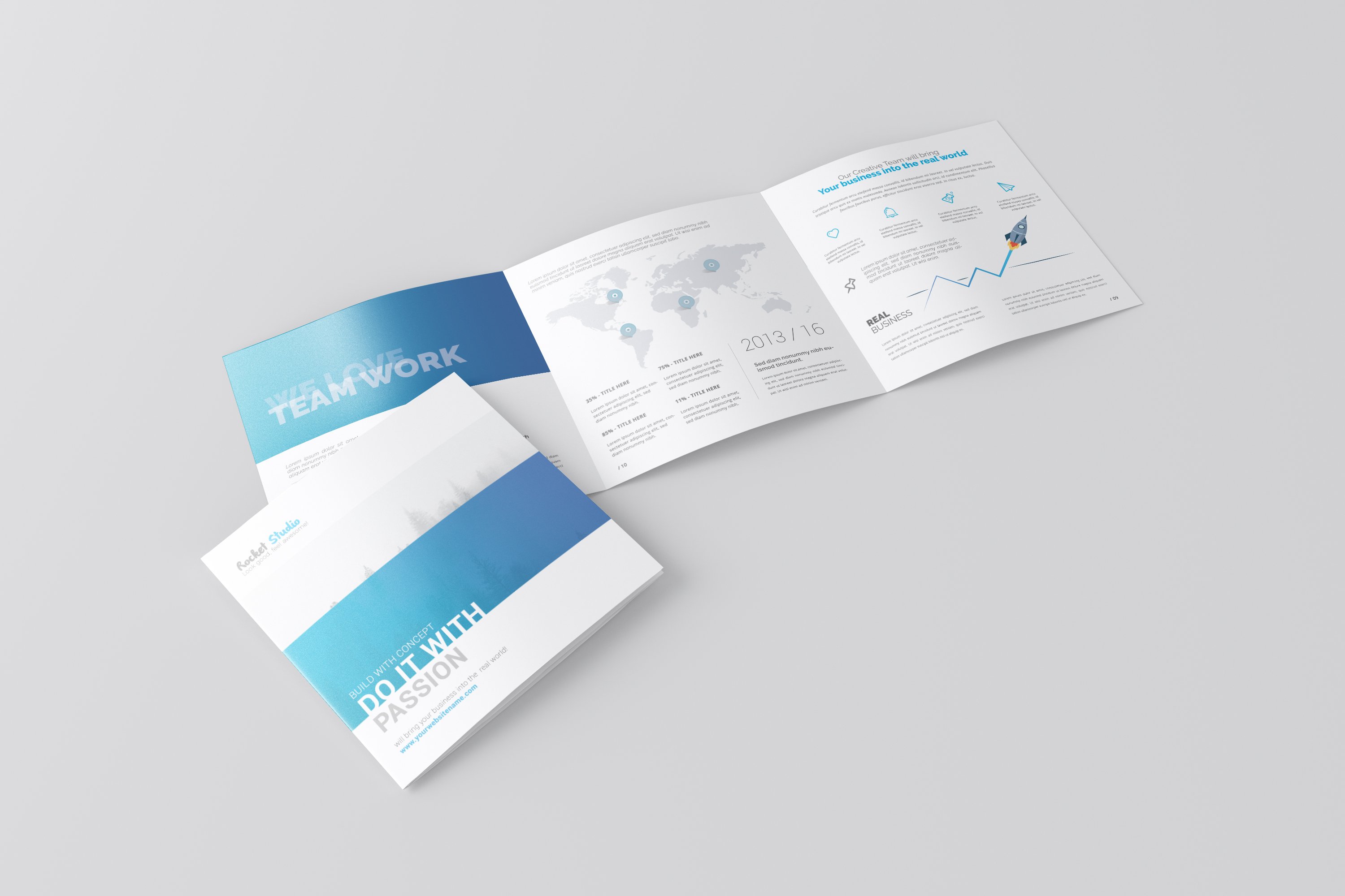 Square Trifold Brochure Mockup cover image.