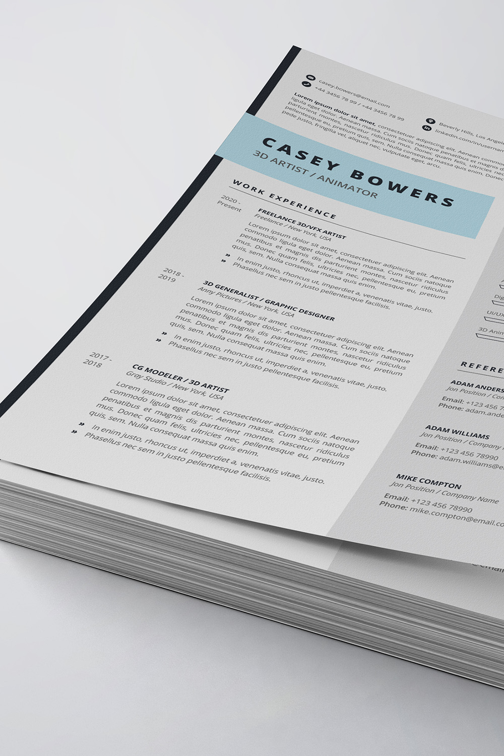 Clean Resume/CV Template pinterest preview image.