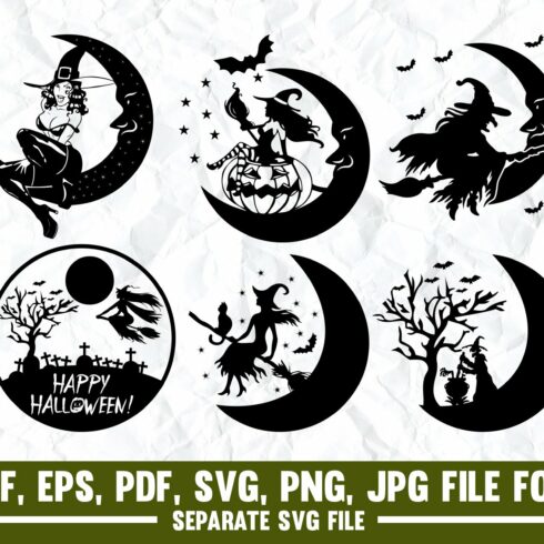 Halloween Sexy Witch On Moon svg cover image.