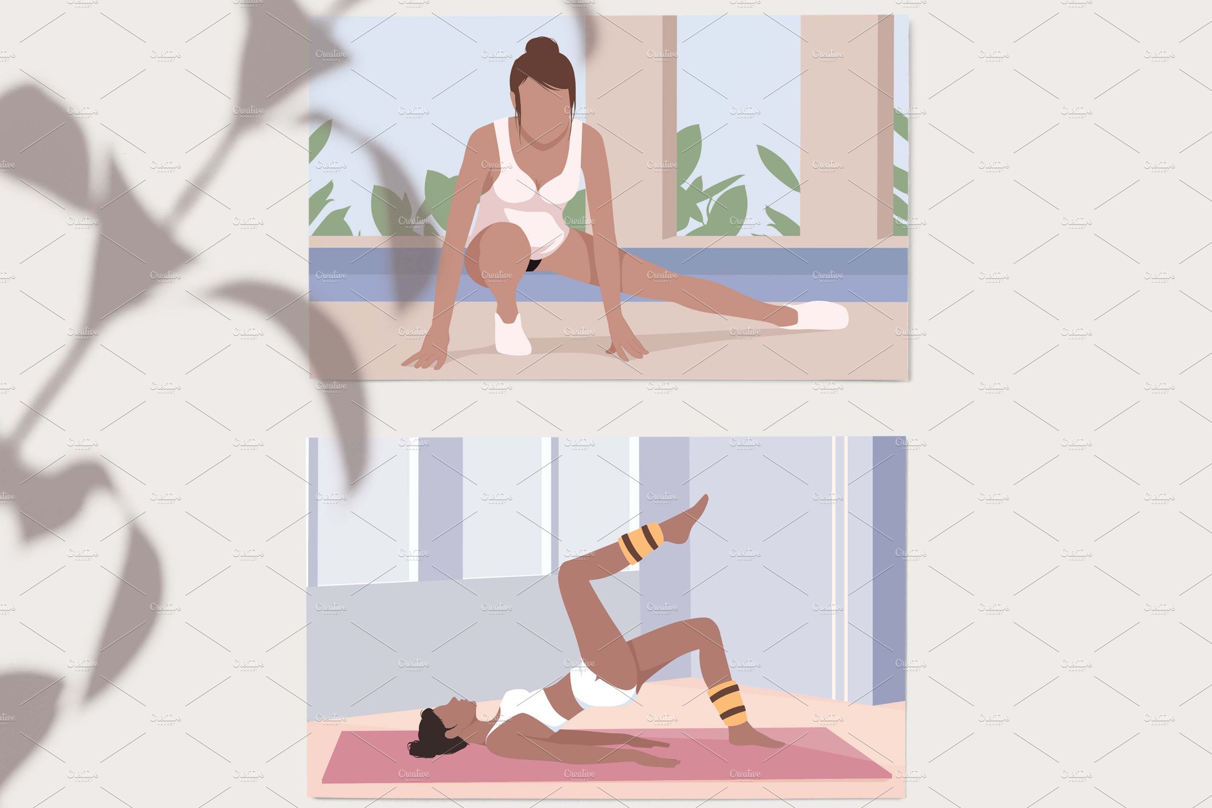 Fitness Girl Flat Illustrations Set preview image.