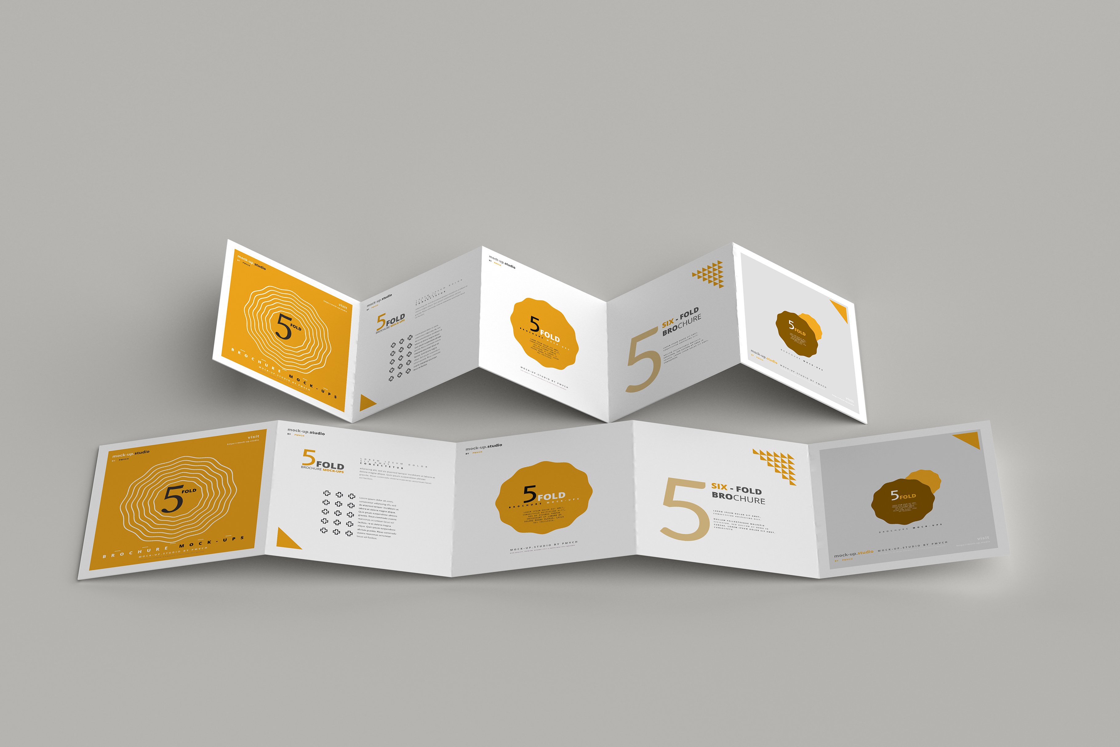 5-Fold Square Brochure Mockups cover image.