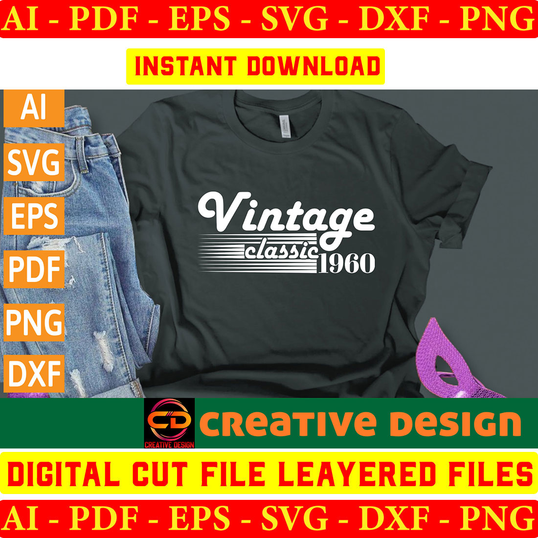Vintage T-shirt Design Bundle Vol-2 preview image.