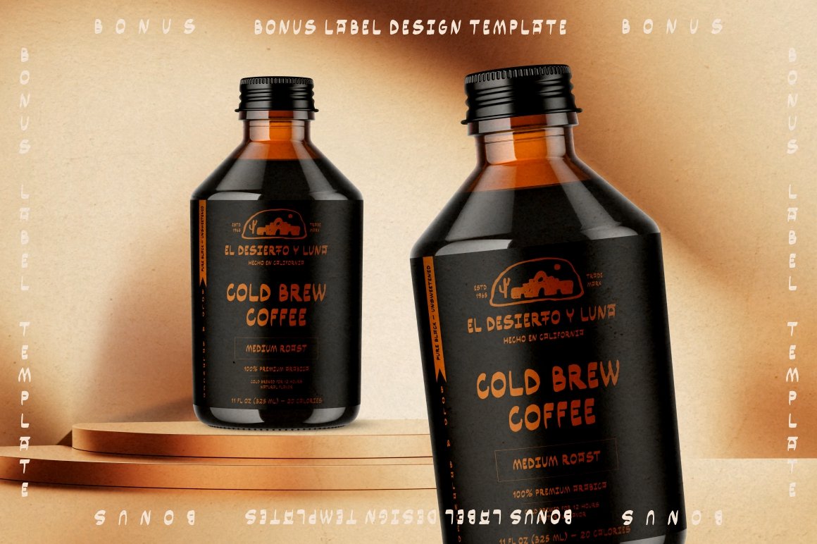 06 jardin font premade cold brew coffee label design template 444