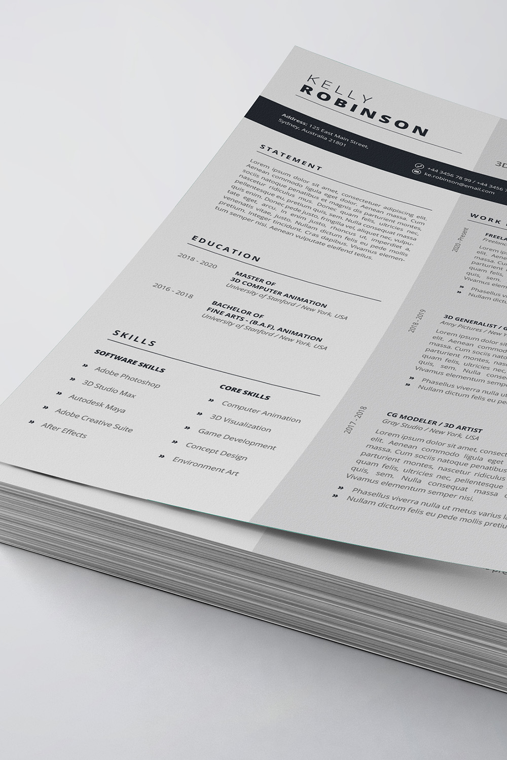 Clean Resume/CV Template pinterest preview image.