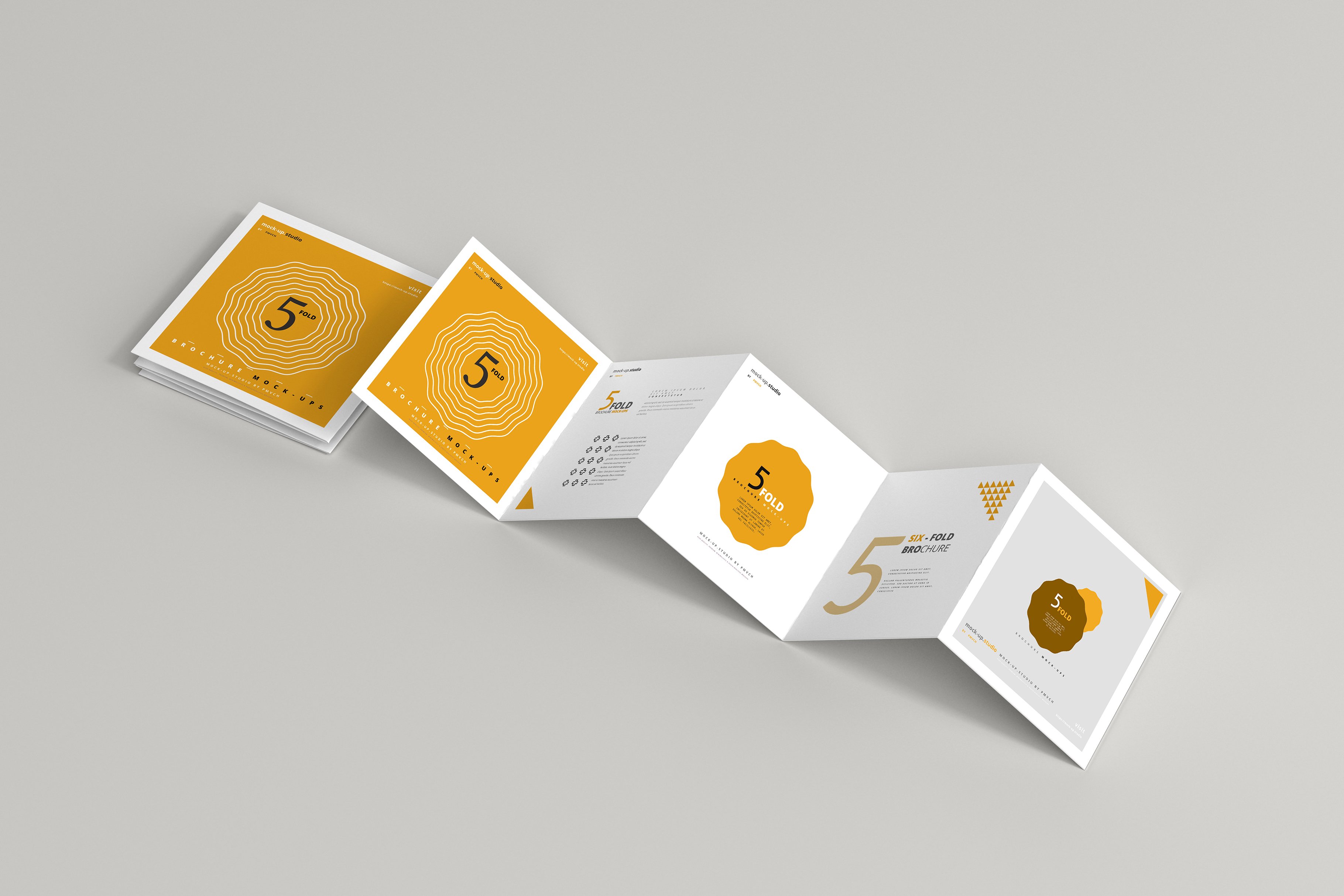 5-Fold Square Brochure Mockups preview image.