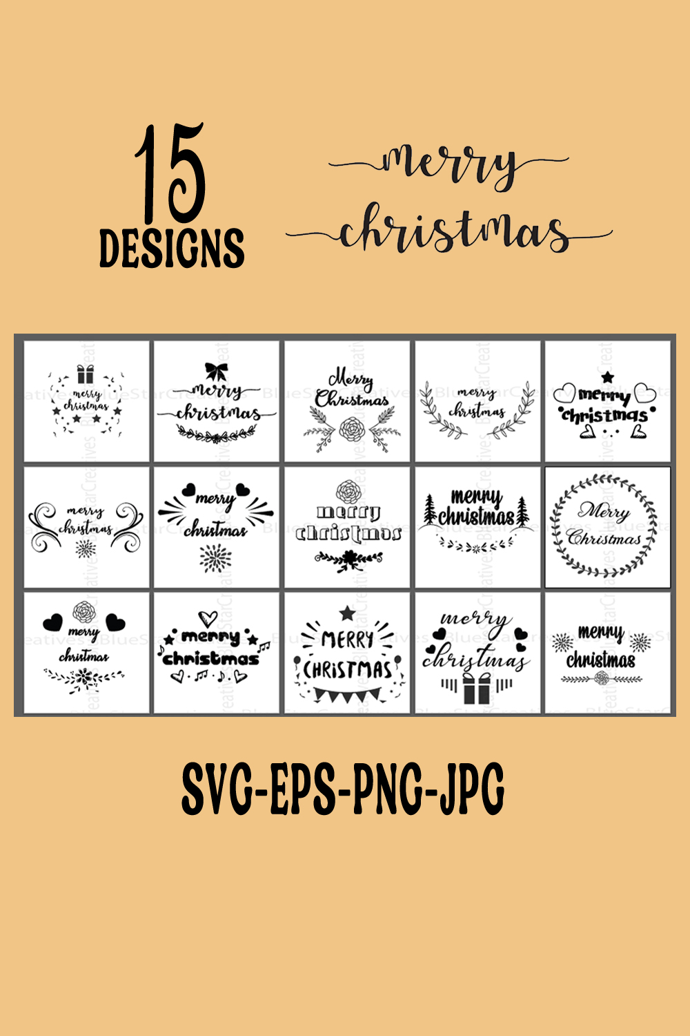 Merry Christmas Bundle-SVG-EPS-PNG-JPG pinterest preview image.