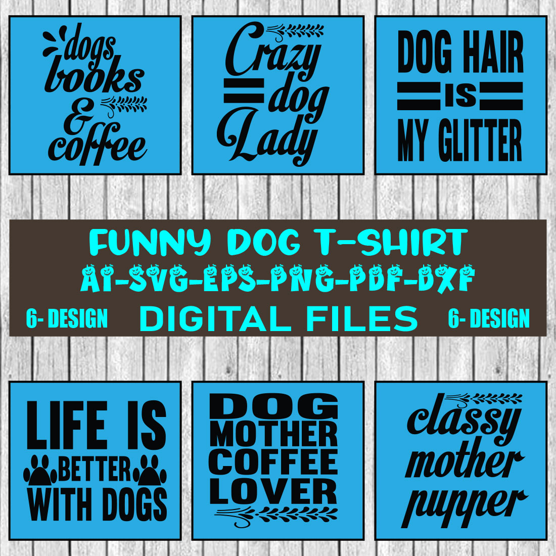 Funny Dog T-shirt Designs Bundle Vol-1 cover image.
