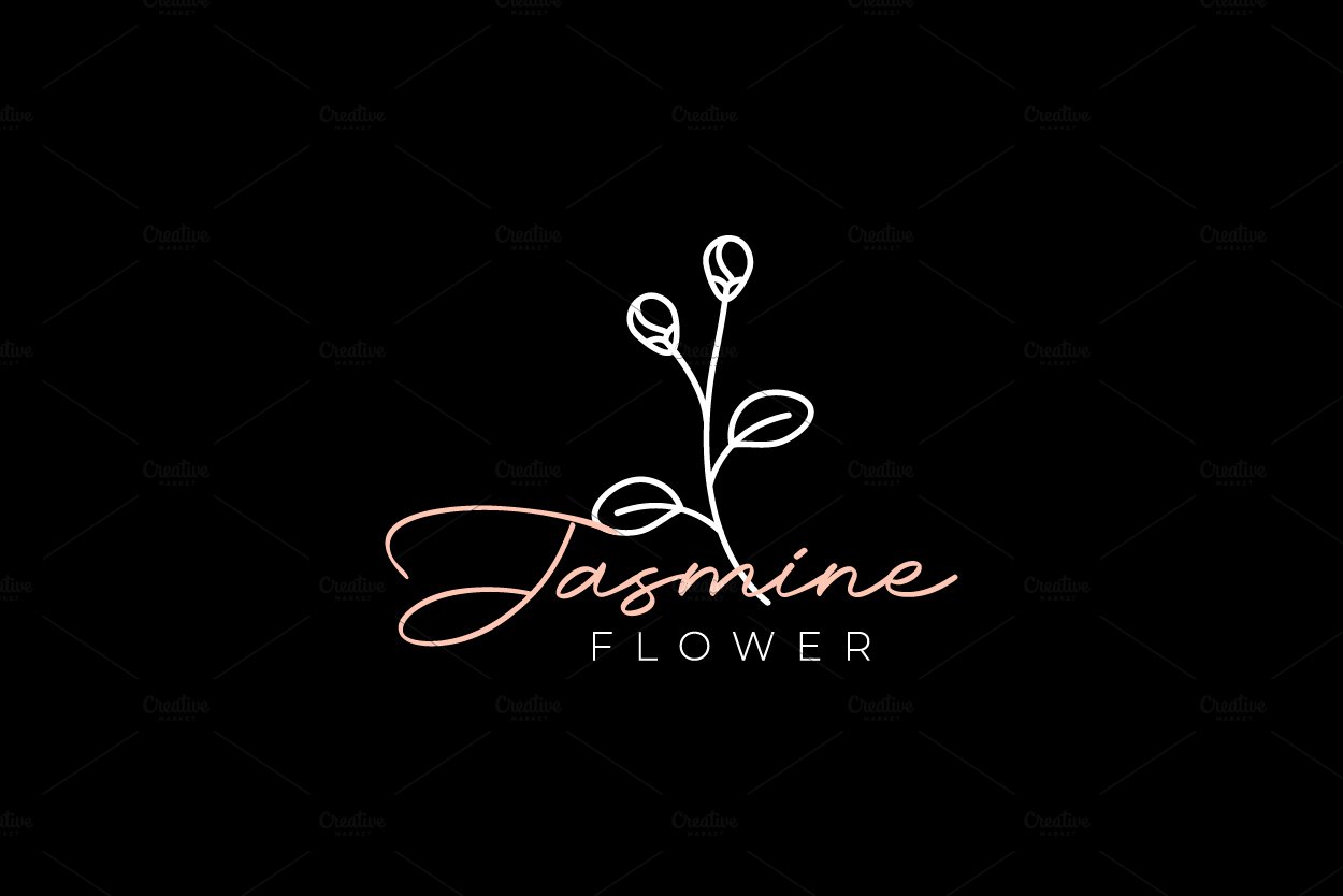 feminine flowers lines jasmine logo cover image.