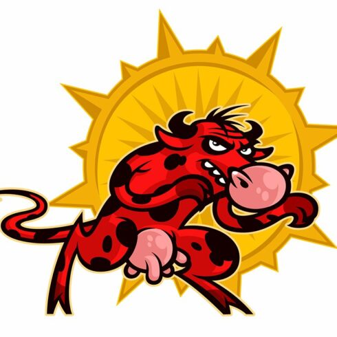 Cartoon cute red cow. cover image.