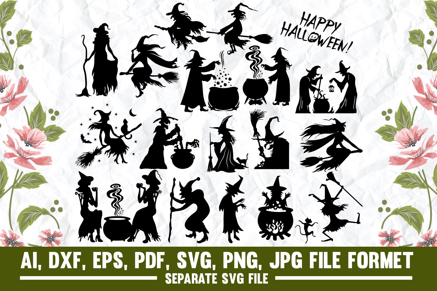 Halloween witch svg cover image.