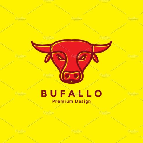 modern red buffalo head logo design cover image.