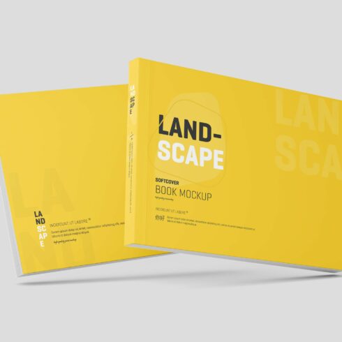 Landscape Softcover Book Mockup cover image.