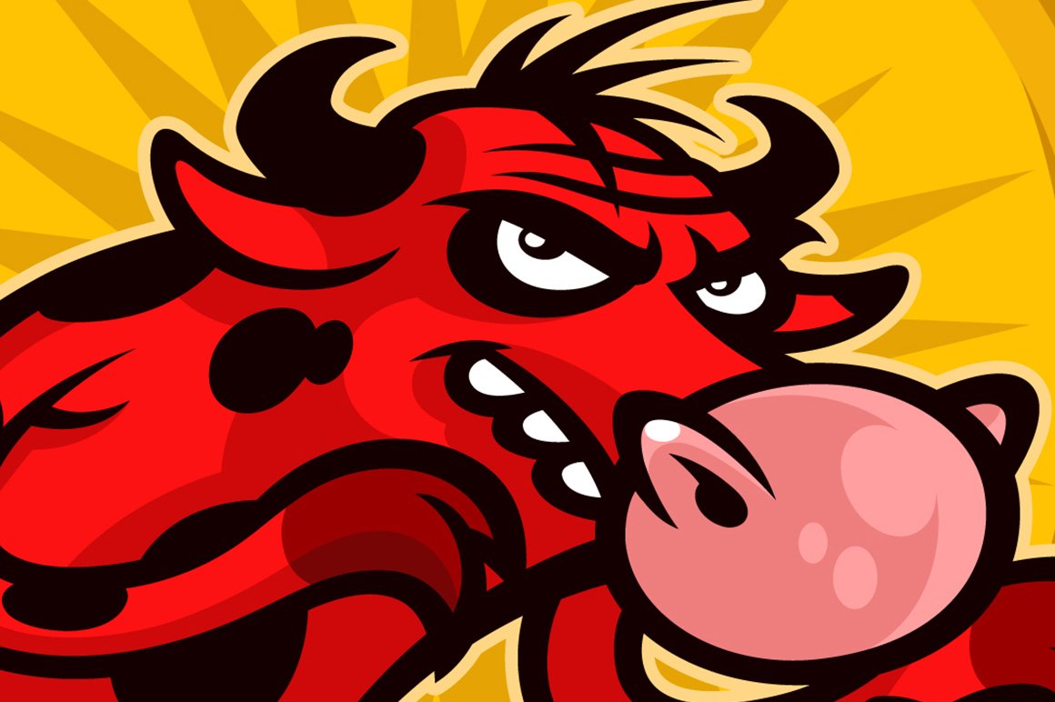 Cartoon cute red cow. preview image.