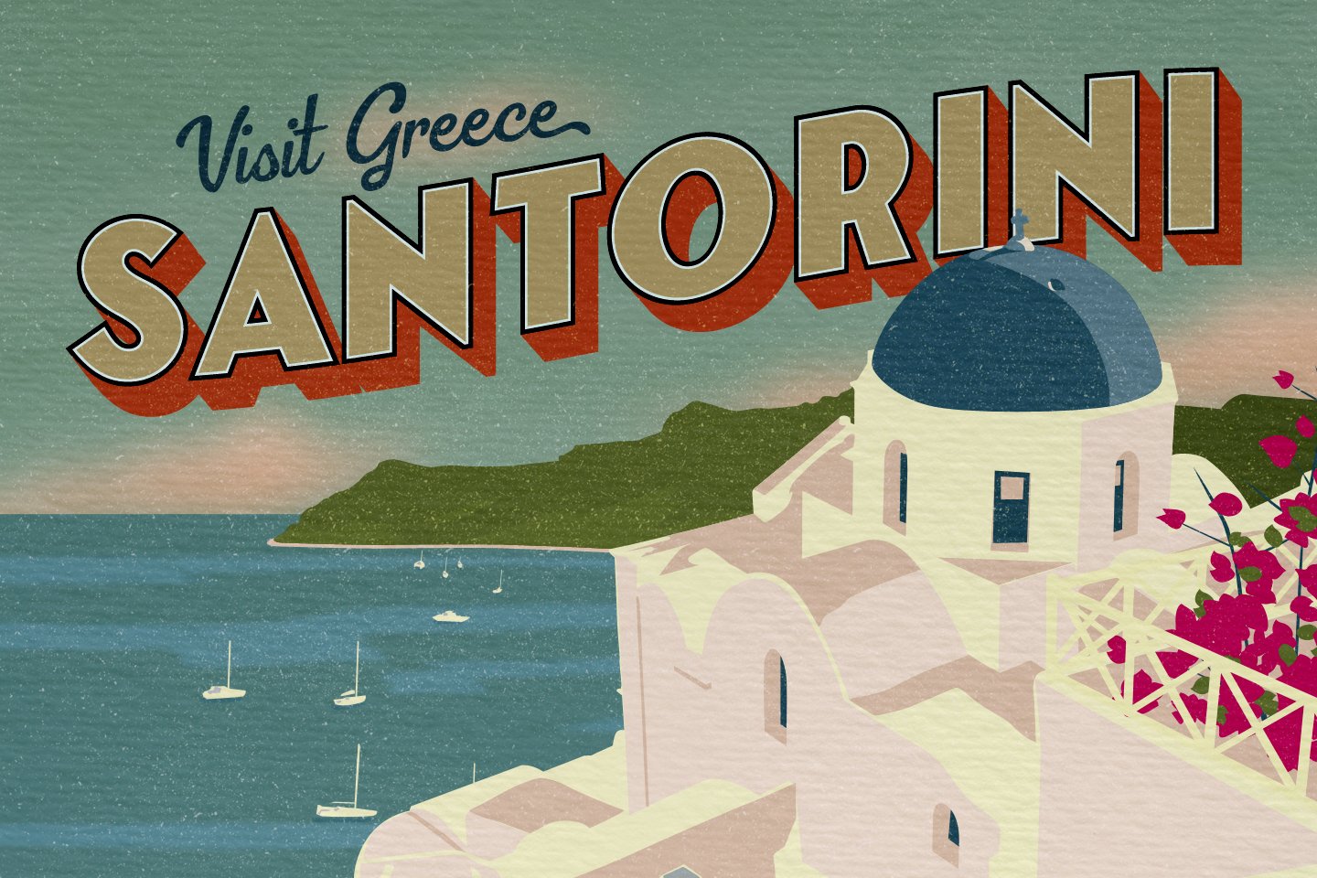 09 greeting from santorini greece postcard 418