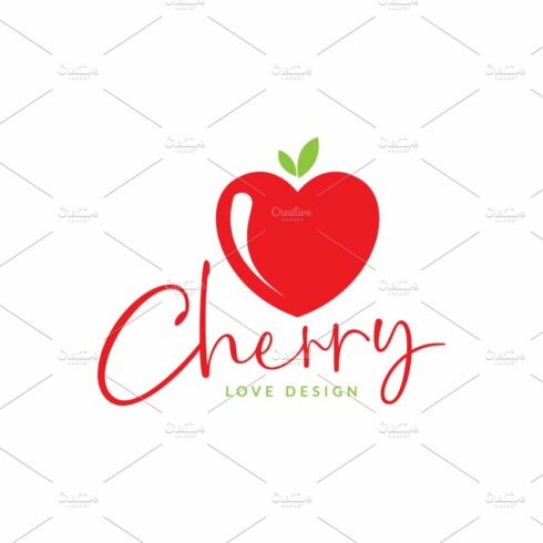 love shape red cherry logo symbol cover image.