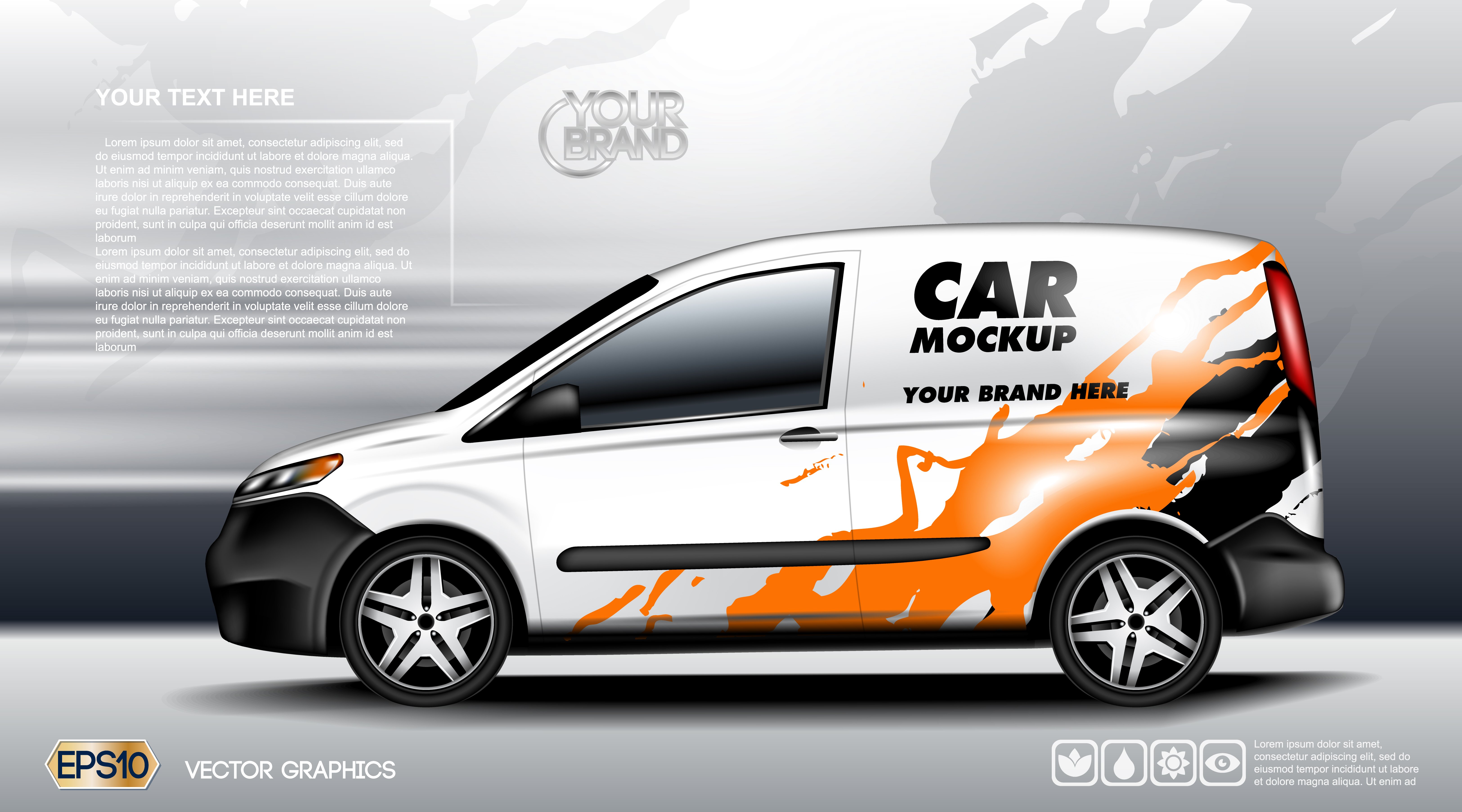 Vector van car mockup cover image.