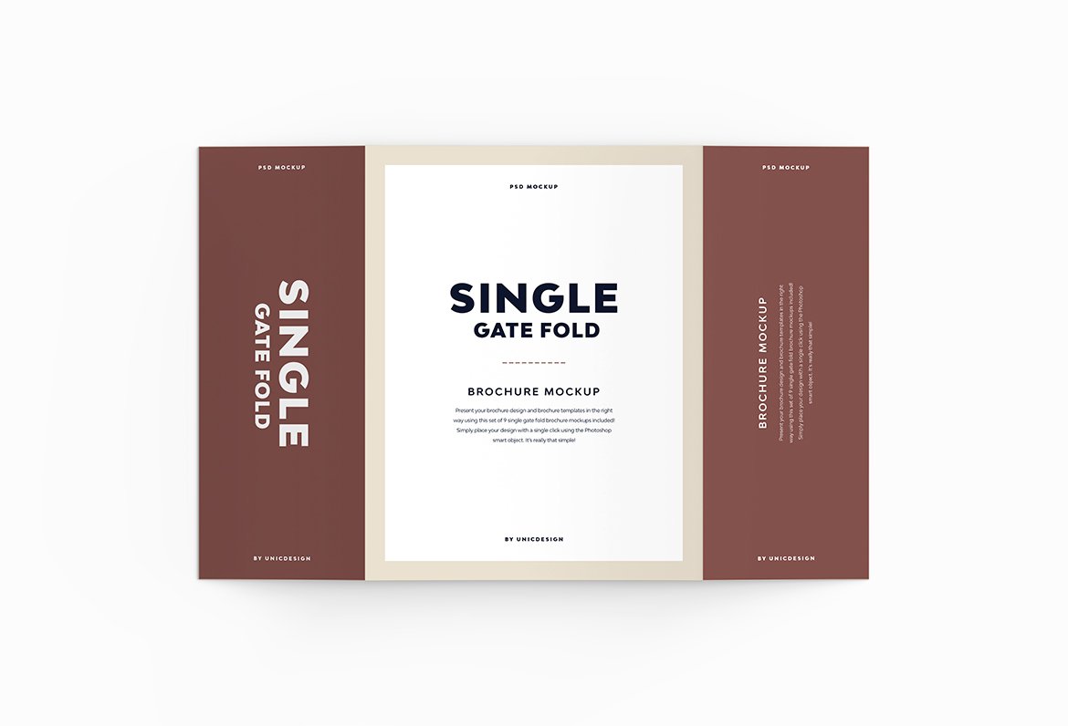 Single Gate Fold Brochure Mockup preview image.