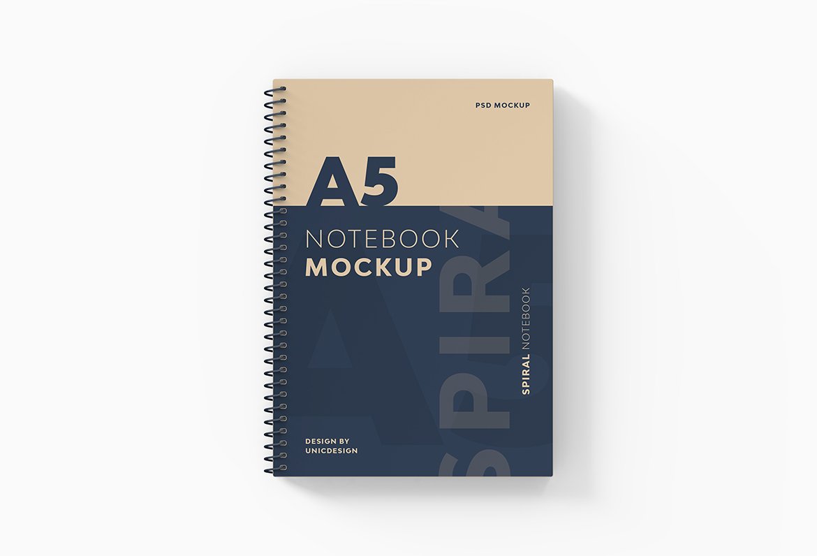 A5 Spiral Notebook Mockup preview image.