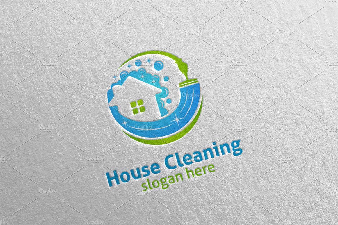 House cleaning services vector logo cover image.