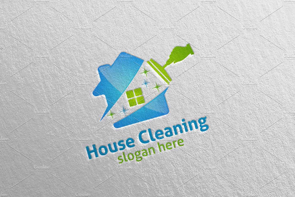 House cleaning services vector logo cover image.