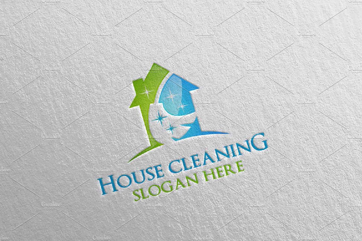 House cleaning services vector logo cover image.