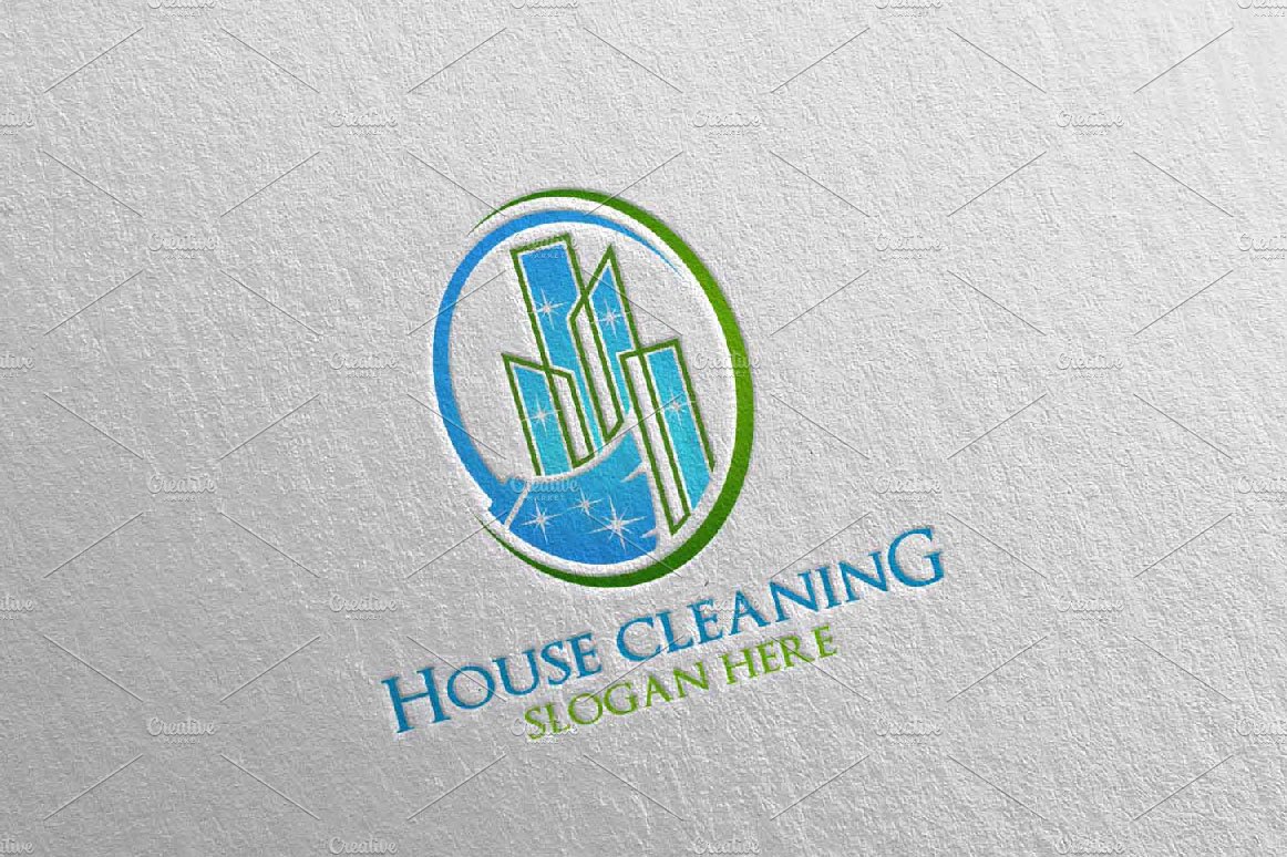 House cleaning services vector logo cover image.