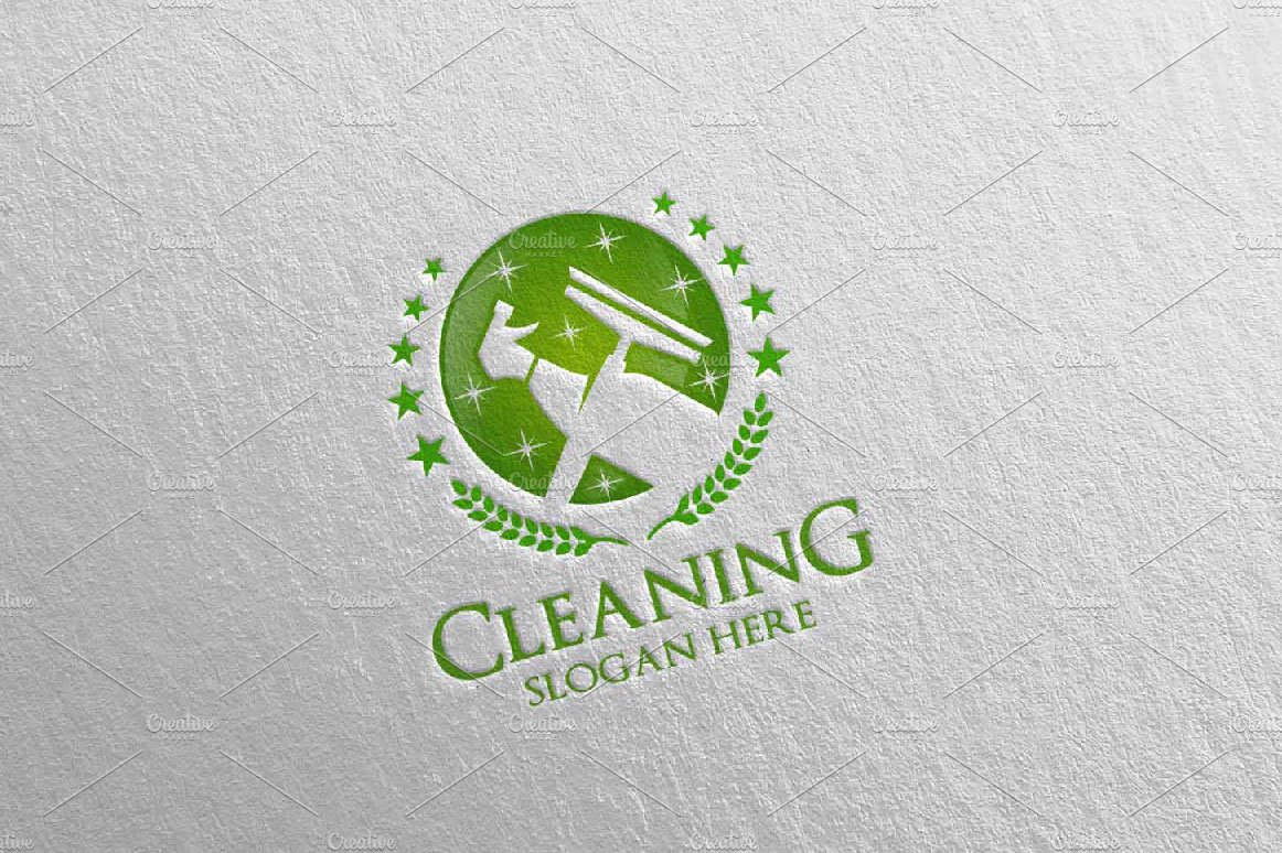 Cleaning Service Vector Logo Design preview image.