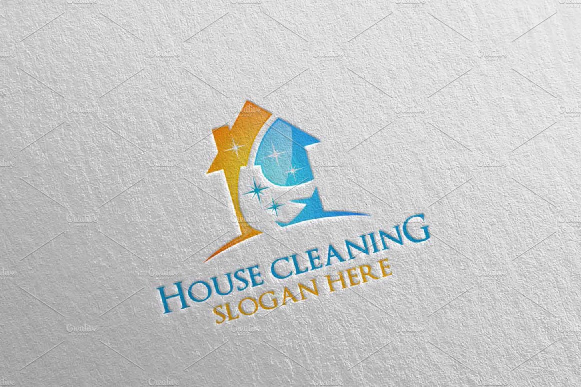 House cleaning services vector logo preview image.