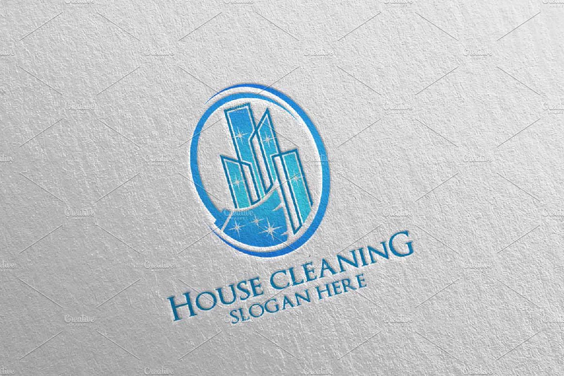 House cleaning services vector logo preview image.