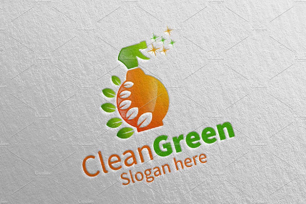Cleaning Service Logo Eco Friendly preview image.