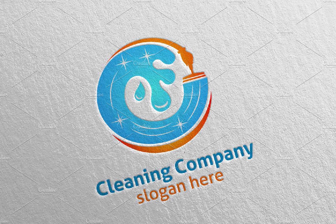 Cleaning Service Vector Logo Design preview image.