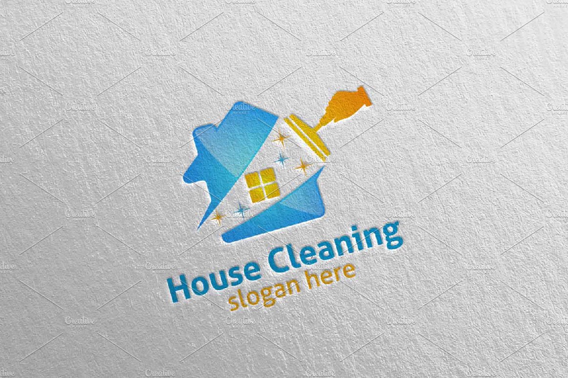 House cleaning services vector logo preview image.