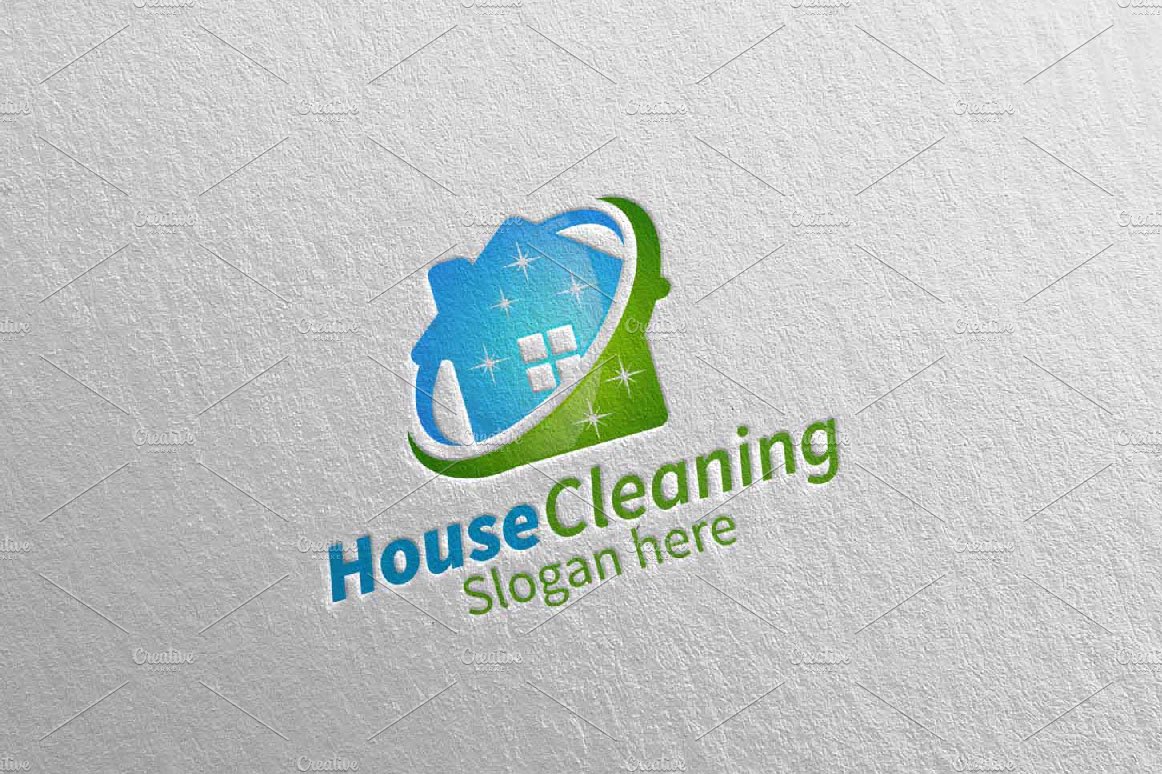 House Cleaning Vector Logo Design preview image.